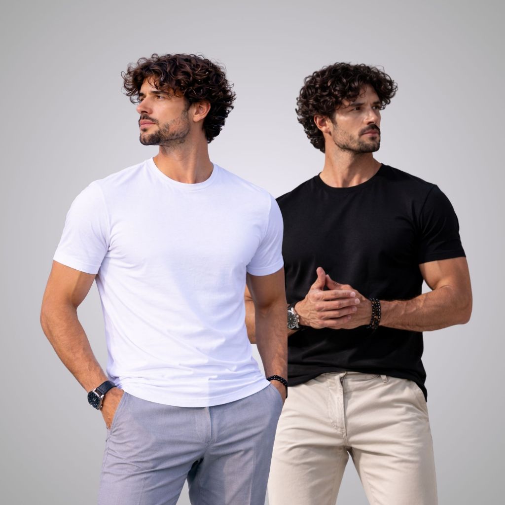 Kit 2 Camiseta Tech Modal 92% Elastano 8% Modal Camisa Anti Odor Lisa Masculina