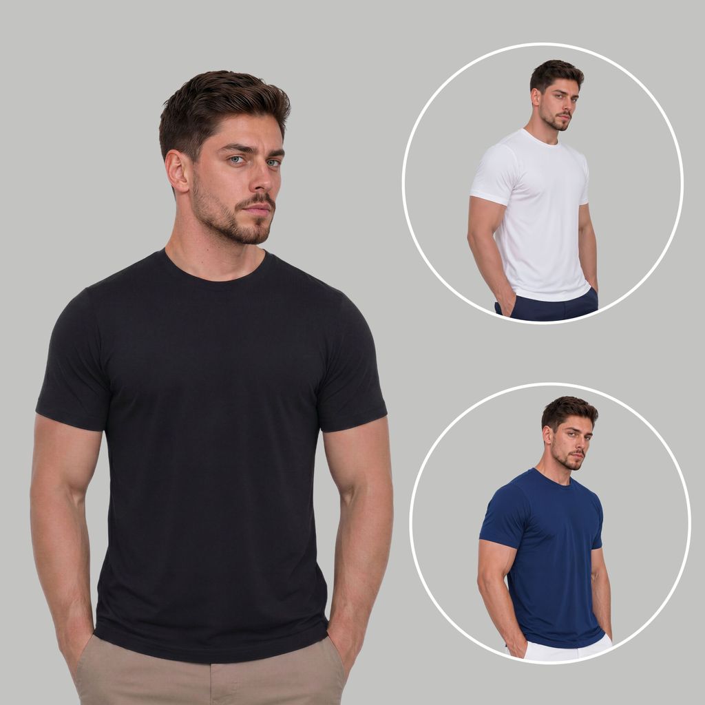 Kit 3 Camiseta Modal Tech Anti Odor Masculina Camisa Anti Odor Premium Com Elastano