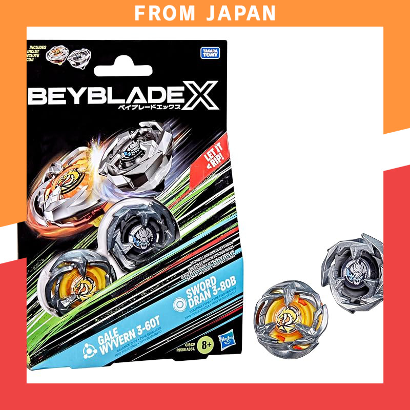Takara Tomy Beyblade X Gale Wyvern 3-60T & Sword Dran 3-80B Dual Set