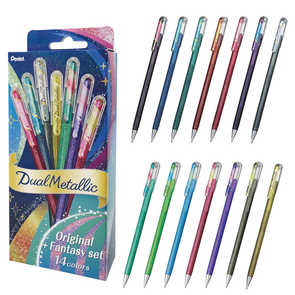 Pentel Dual Metallic Ballpoint Pen Set - 14 Colors & 7 Colors Options