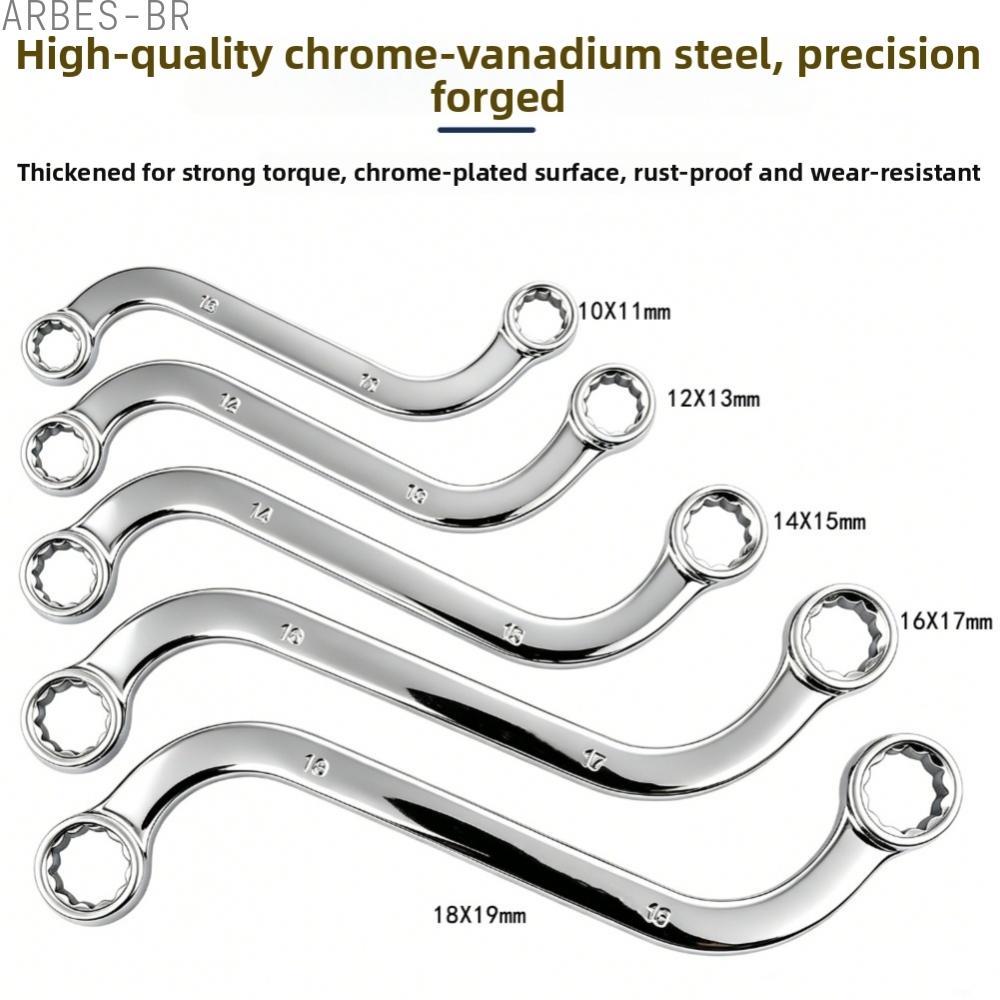 [Clearance]5PCS S Shape Dual End 12 Point Box Wrench Set Chrome Vanadium Steel Mechanic Kit[ARBES]
