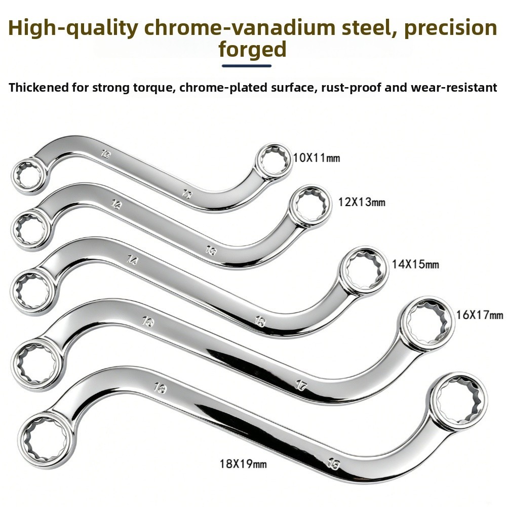 { E1E } 5PCS S Shape Dual End Box Chave Conjunto De Ferramentas De Reparo Automotivo De 12 Pontos Cromado