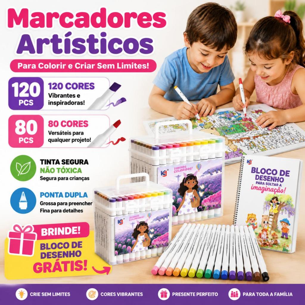 80/120 Pcs Dual Head Marker Pen Watercolor Pen Set Kids Markers Bring picture book