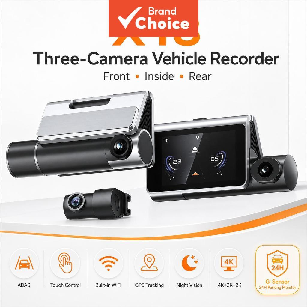 Visão Noturna Do Monitor De Estacionamento Da Came 24H Traço DVR Carro Lente Tripla 4K