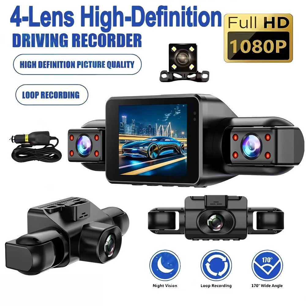 4 Canais Traço Cam Gravador De Vídeo Do Carro Caixa Preta Com Visão Noturna 24/7 Monitor De Estacionamento G-Sensor Loop
