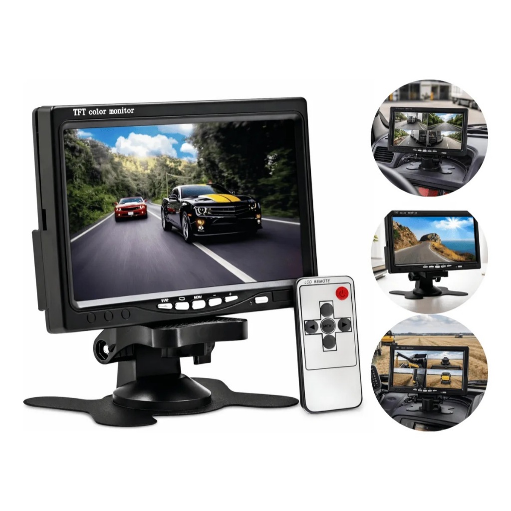 Monitor Veicular 7 Polegadas Ahd Para 4 Cameras Conector Din