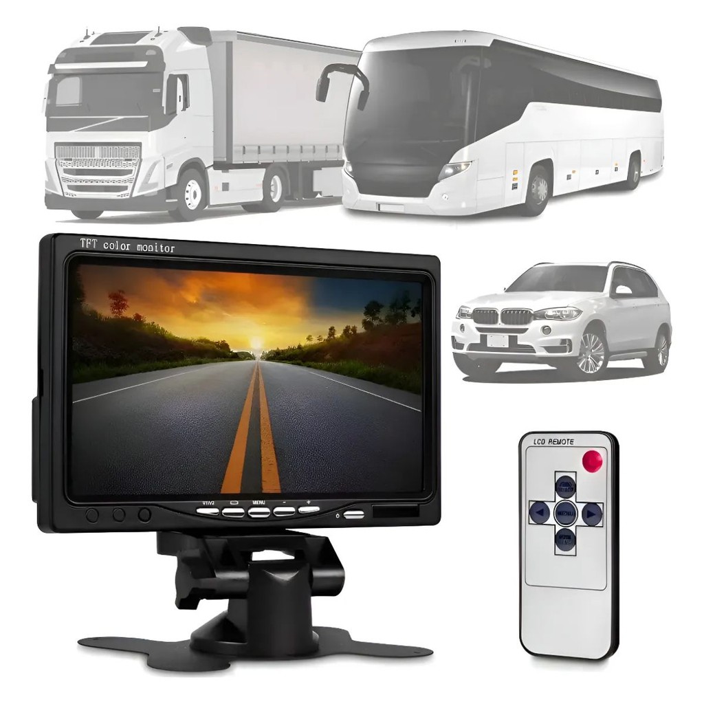 Monitor Tela 7 Polegadas Carro Caminhão 12v/24v Ips Roadstar Preto