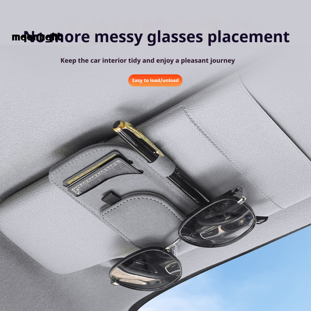 Car Sun Visor Sunglasses Holder Clip Luxury Leatherette Eyeglasses Hanger Universal Accessory for Secure Glasses Storage