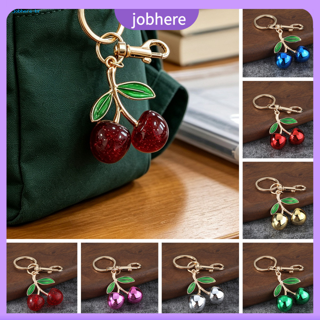 Key Ring Charm Accessories Double Cherry Keychain for Women – Gold Plated Alloy Car Stylish Decorative Pendant for Han