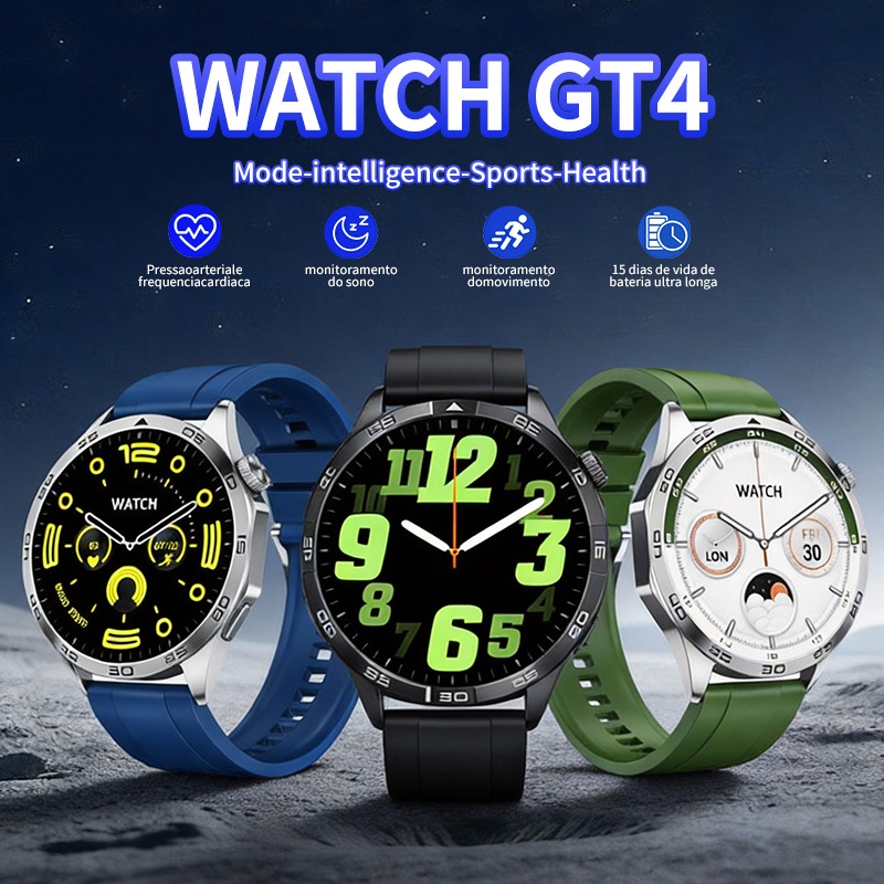 Relógio Inteligente GT4 Smartwatch, Tela 1,83