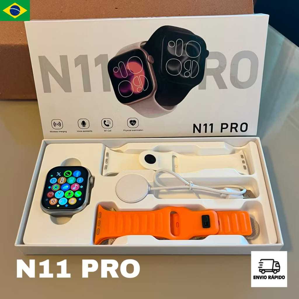 Relógio preto Inteligente Smartwatch N11 Pro 3 Pulseiras GPS Resistente Água Esportivo Masculino Feminino