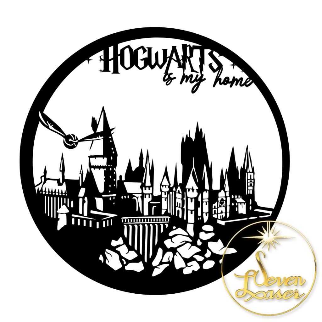 Quadro Decorativo Harry Potter Hogwarts is my home Decoração Elegante Geek Quarto Nerd Mdf 3mm