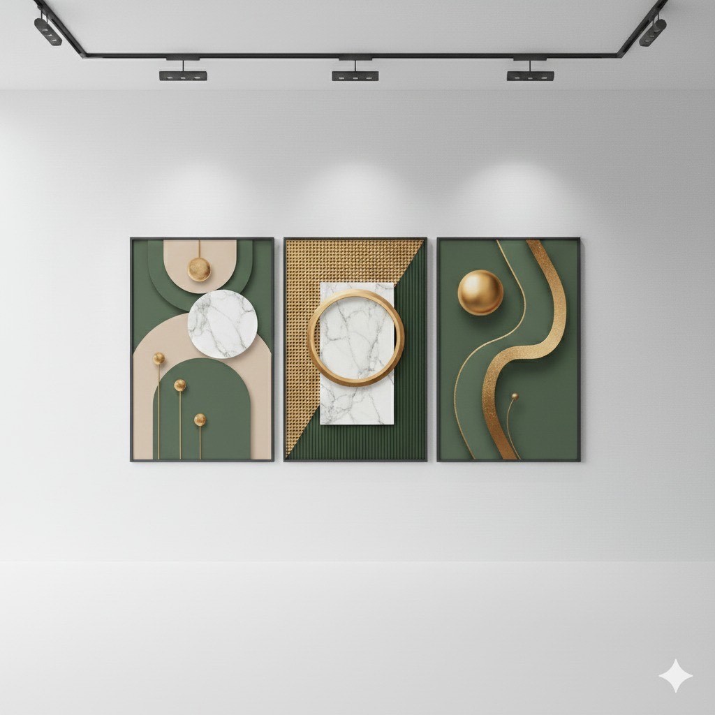 Quadros decorativos Formas Geométricas Elegantes (3 peças)