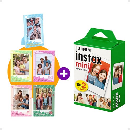 Kit Filme Fujifilm Instax Mini Original 20 Fotos + 5 Porta-Retratos K-Pop Coloridos Photocard