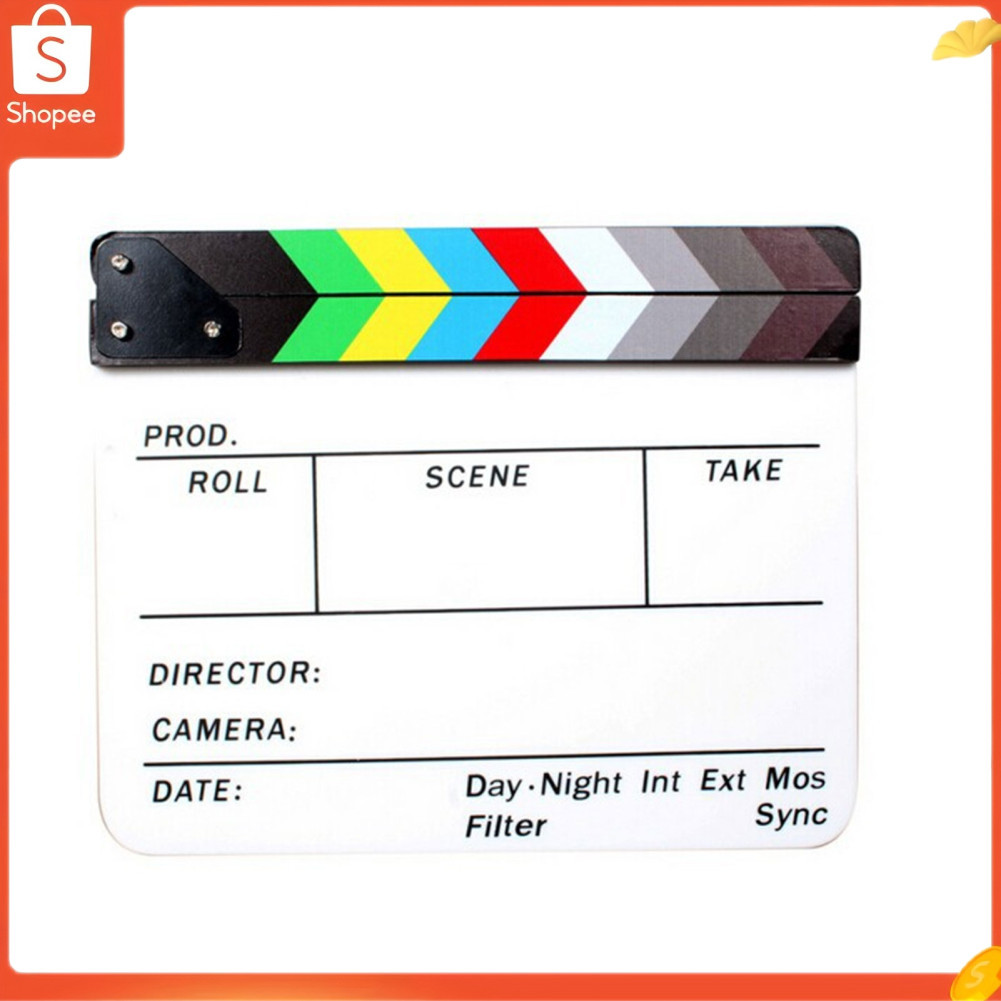 Claquete profissional de acrílico Tomvorks com barras coloridas Ardósia de filme durável para vídeo de fotografia de