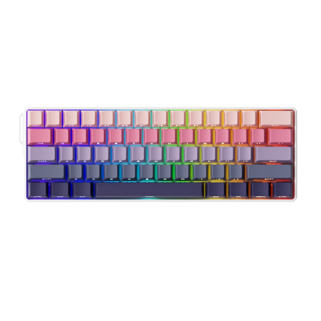 Teclado Magnético Gamer Akko Monsgeek Fun60 Ultra Phantom Pink RGB 8K Switch Akko Glare Linear Hall Effect Rapid Trigger