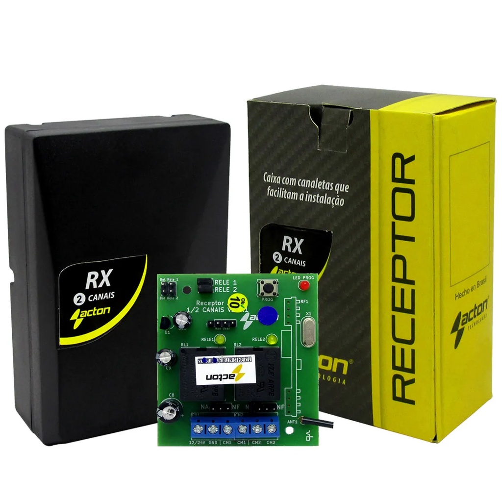 Receptor Alarme Portao Fechadura Acton 2 Canais 433mhz