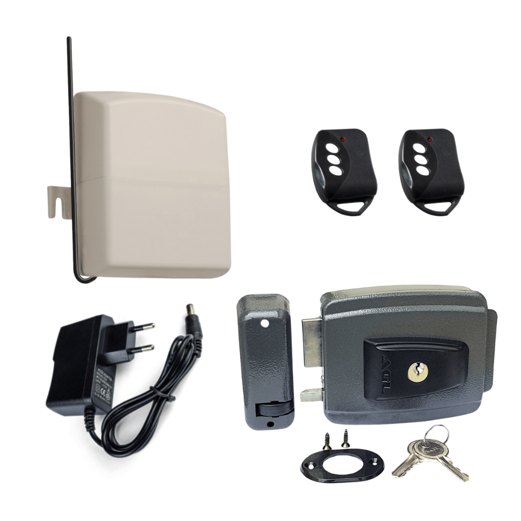 Kit Fechadura AGL-inha + Receptor 433 Mhz + Controles + Fonte 12V - Abre Fechadura a Distância