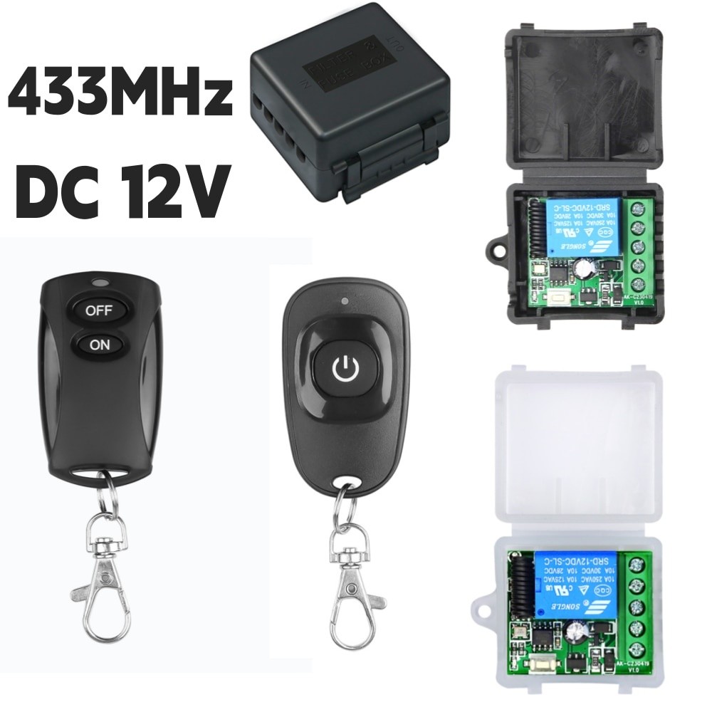 Interruptor De Controle Remoto Sem Fio Universal 433 Mhz Luz Da Motocicleta De Do Carro DC 12V 1CH Módulo Receptor De Relé E Transmissor RF Bloqueio Eletrônico Diy