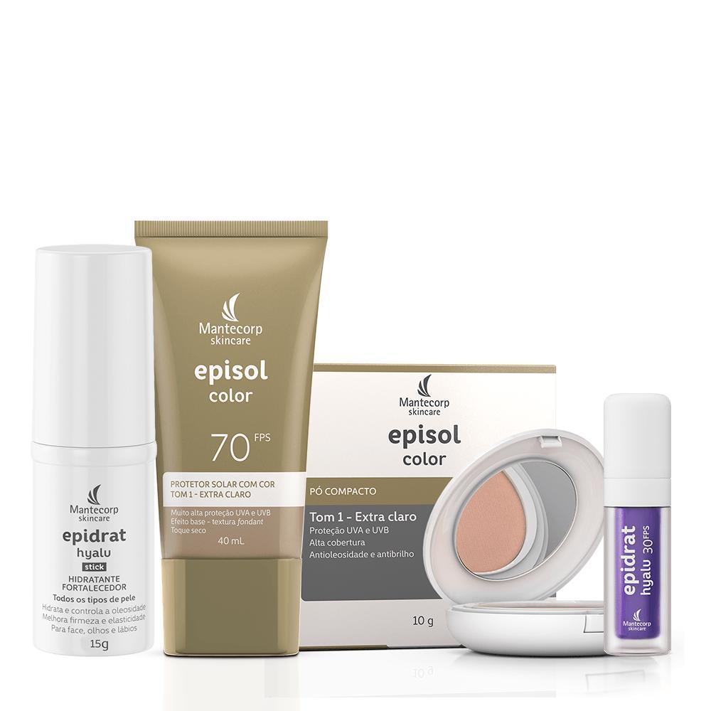 Kit Dermomake  c/ Episol Color Base - Tom 1 | Extra Claro + Lip Oil - Berry