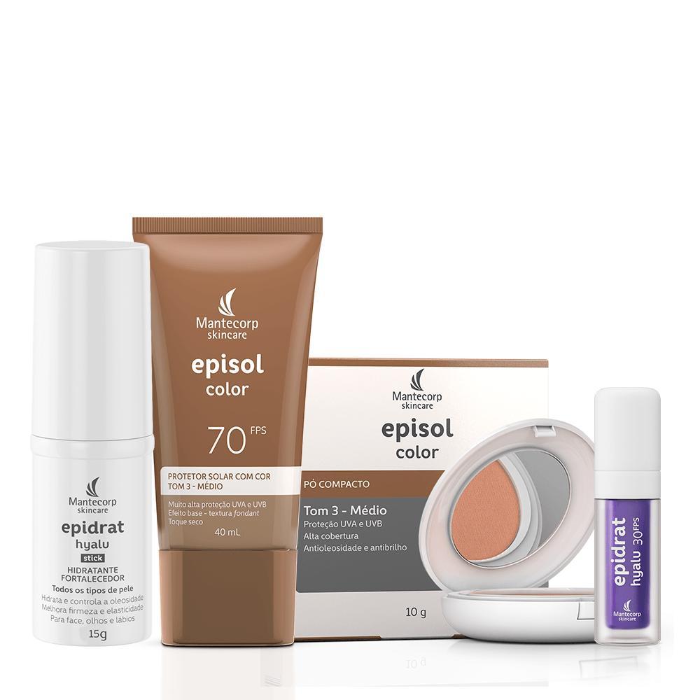 Kit Dermomake  c/ Episol Color Base - Tom 3 | Médio + Lip Oil - Berry
