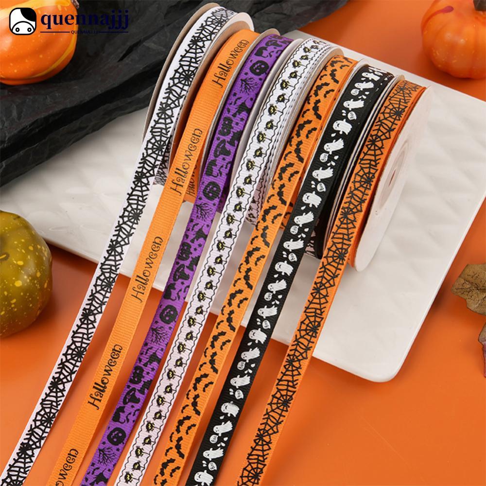 QUENNA 10/25 Jardas 1cm Halloween Poliéster Laranja Roxo Fita De Cetim DIY Arco Headpiece Caixa De Presente Embalagem Em