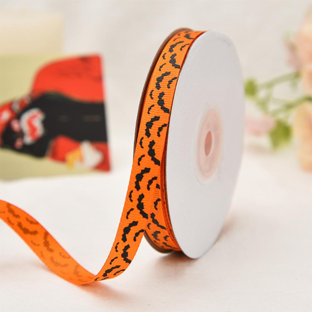 TIK 10/25 Jardas 1cm Halloween Poliéster Laranja Roxo Fita De Cetim DIY Arco Headpiece Caixa De Presente Embalagem Embru