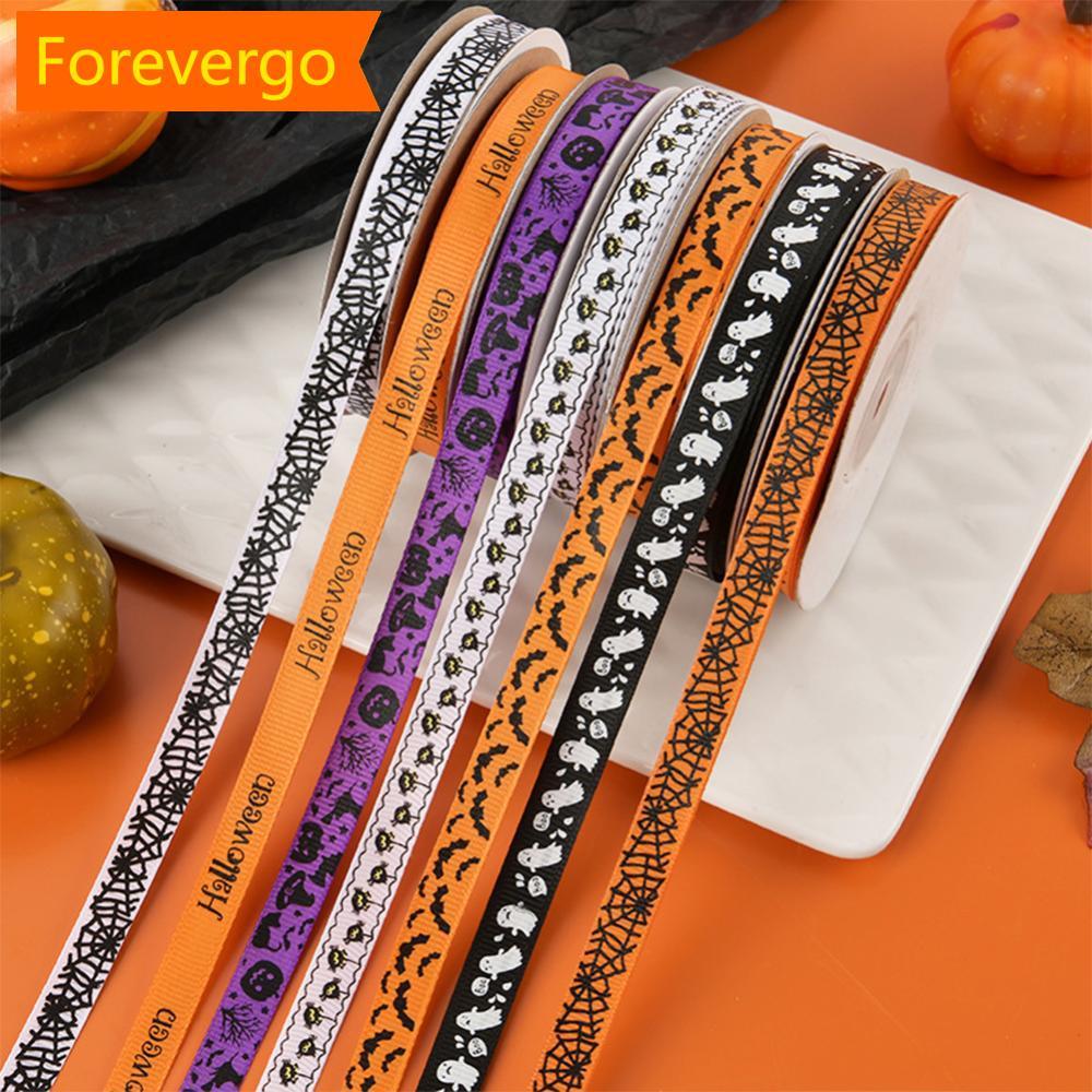 forevergo 10/25 Jardas 1cm Halloween Poliéster Laranja Roxo Fita De Cetim DIY Arco Headpiece Caixa De Presente Embalagem