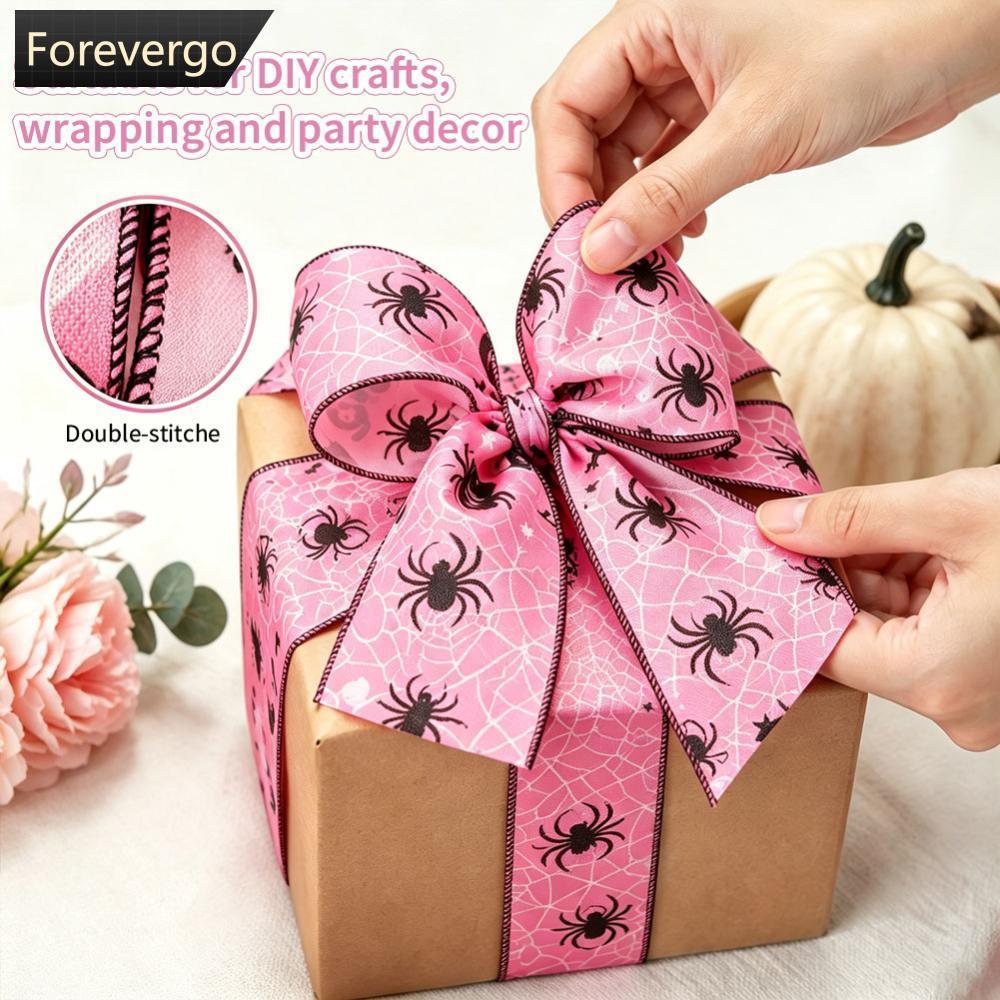FOREVERGO Fita De Borda Com Fio Para Halloween , Decorativa Costurada Guirlanda , Embrulho De Presente , Arco , Faça Voc