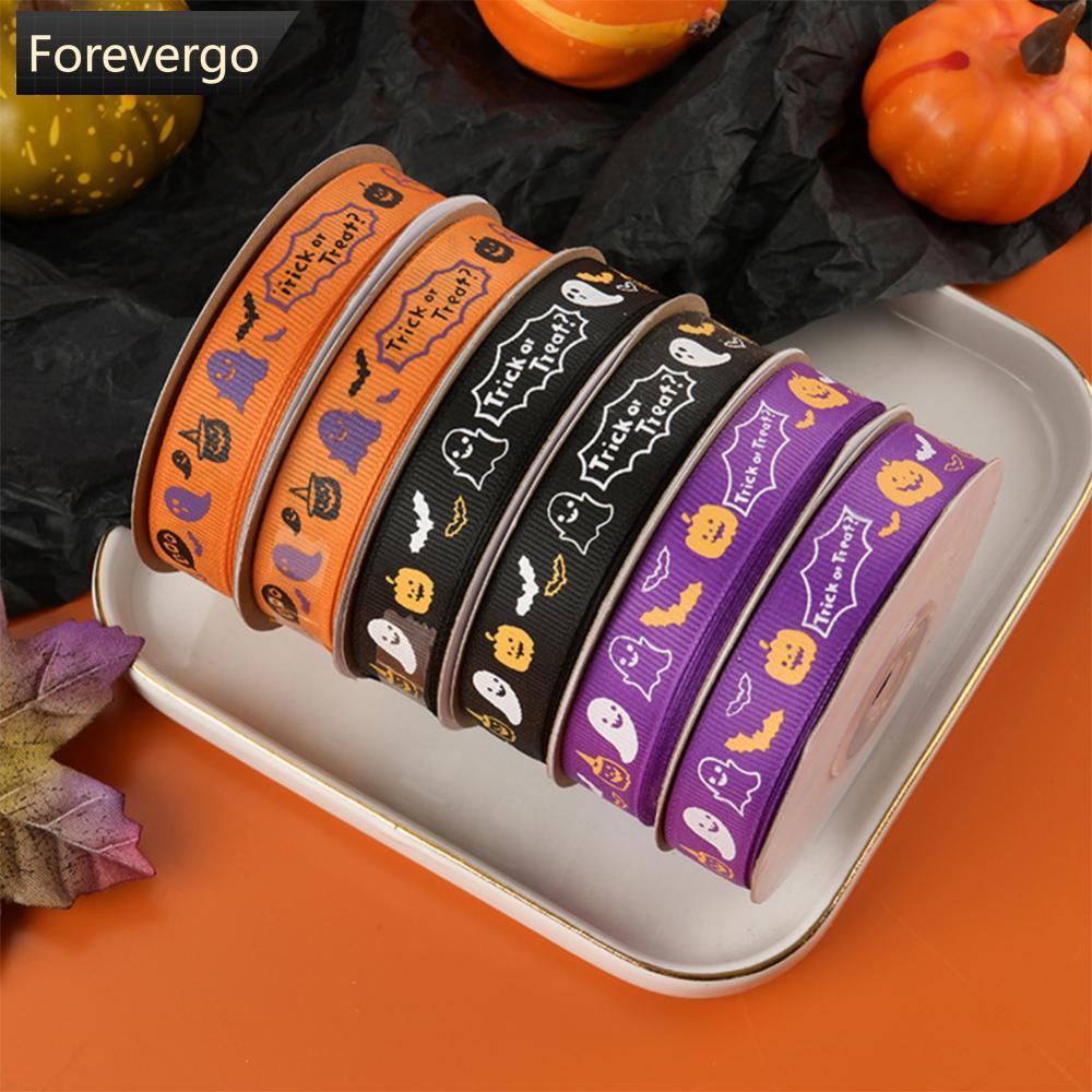 FOREVERGO 10/25 Jardas 1cm Halloween Poliéster Laranja Roxo Fita De Cetim DIY Arco Headpiece Caixa De Presente Embalagem