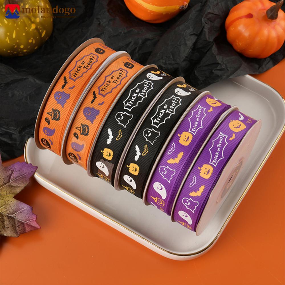 Milandogo 10/25 Jardas 1cm Halloween Poliéster Laranja Roxo Fita De Cetim DIY Arco Headpiece Caixa De Presente Embalagem