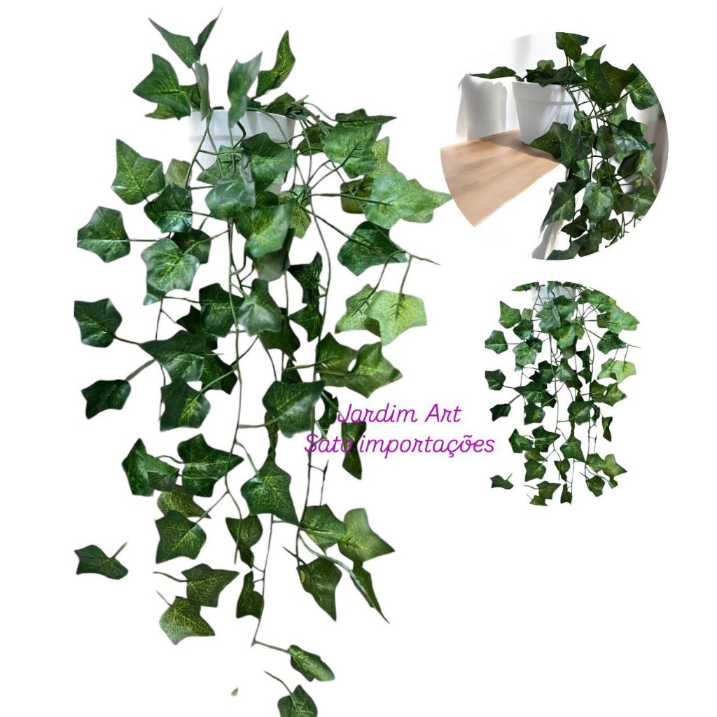 Promoção Kit 2 Vasos Brancos + 2 Plantas Penduradas Bambu Artificial para Ambientes Internos e Externos