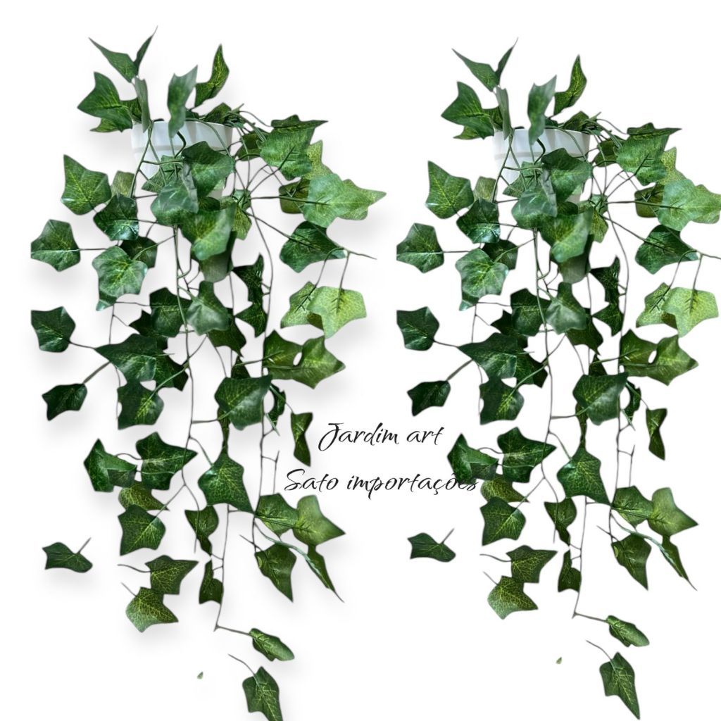 Promoção Kit 2 Vasos Brancos + 2 Plantas Penduradas Bambu Artificial para Ambientes Internos e Externos