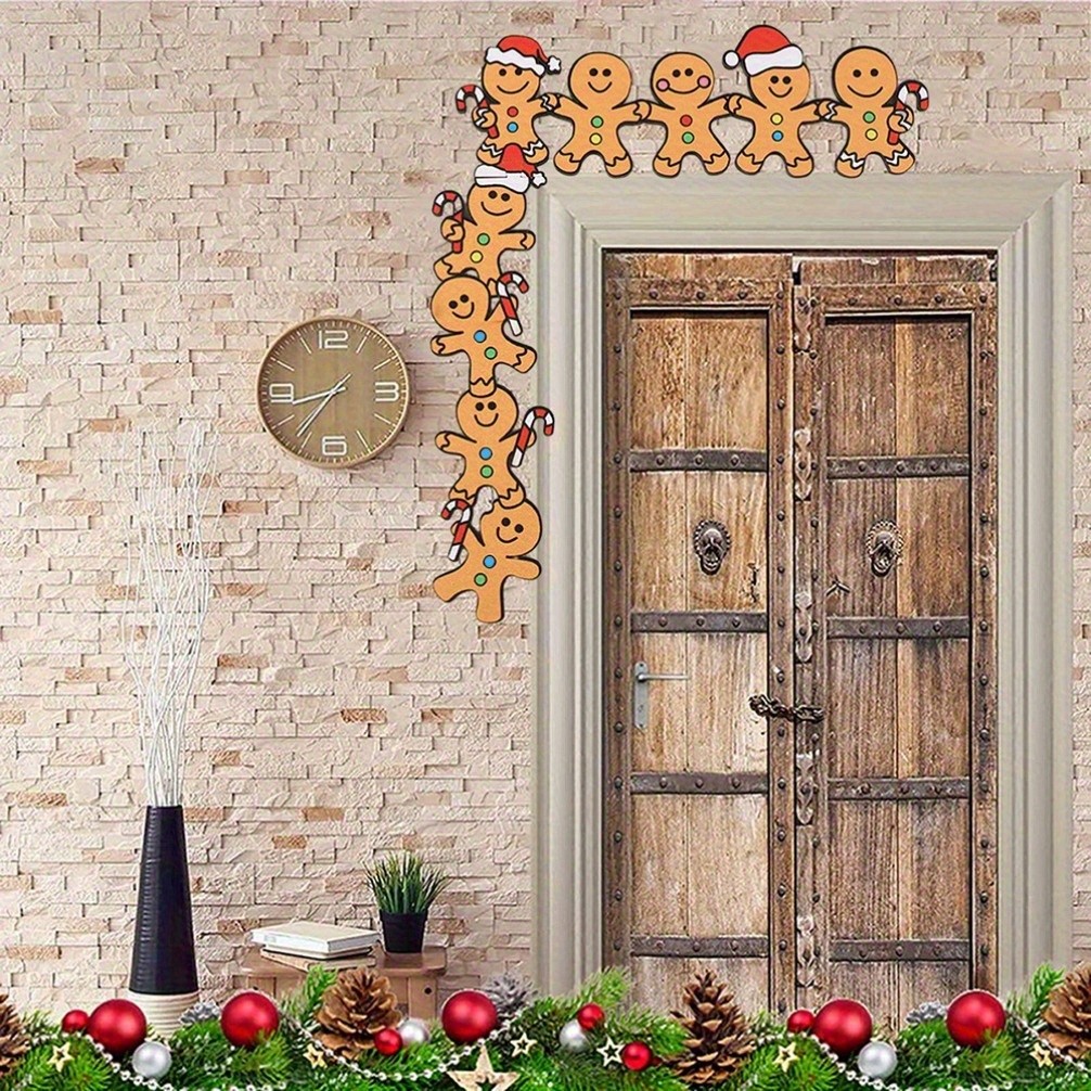 CIFbuy Gingerbread Man Porta Pendurada-Decoração De Canto De Madeira De Natal , Arte De Parede Interna/Externa , Charme