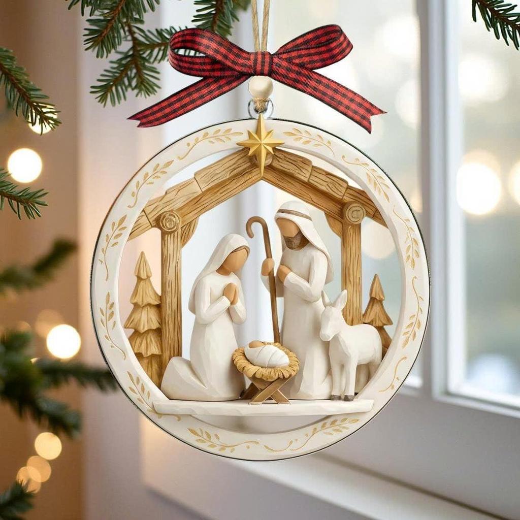 Presépio Enfeites De Natal 2D Acrílico Religioso Pendurado Decoração Ornamento Para Casa Lareira Interna nuaeduybr