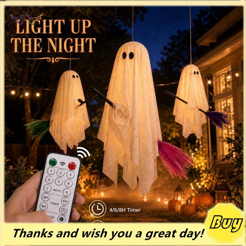 Decorações De Halloween Ao Ar Livre/Interno Pendurado Decoração Fantasma Com Luz Ornamentos Para Quintal Jardim
