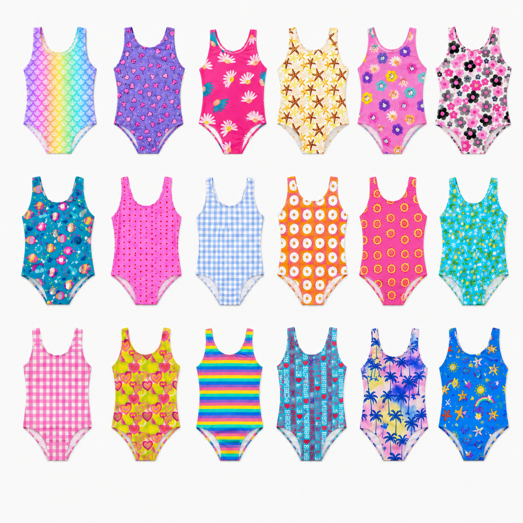 Kit Sortido 3 Peças de Roupas Infantis Menina Moda Praia- 3 Maiôs