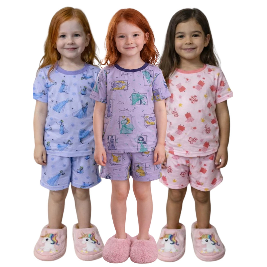 Kit 6 Peças de Pijamas Infantis para Meninas Meninos Confortáveis Cheios Estilo 3 Pijamas Afd