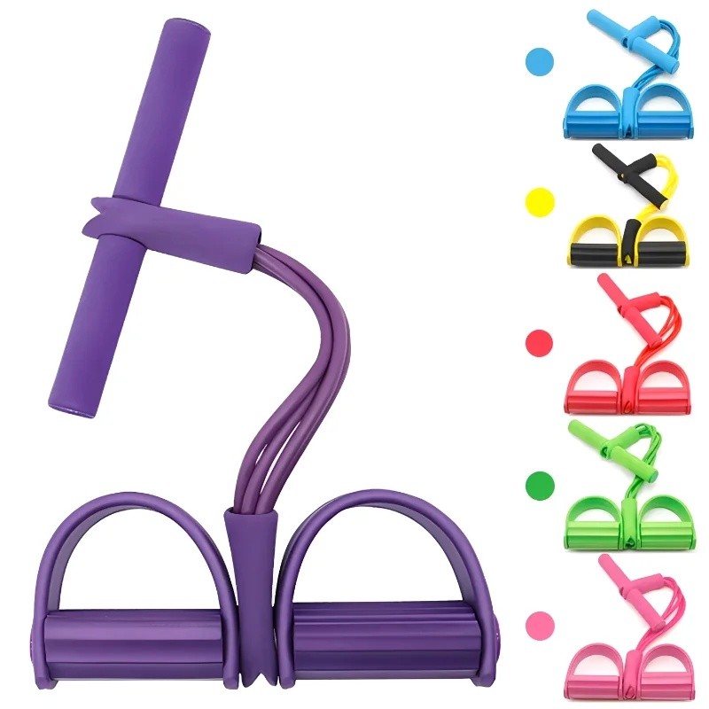 Tensionador de Pedal de Quatro Tubos, Equipamento Multifuncional de Fitness para Casa, Banda Elástica para Fortaleciment
