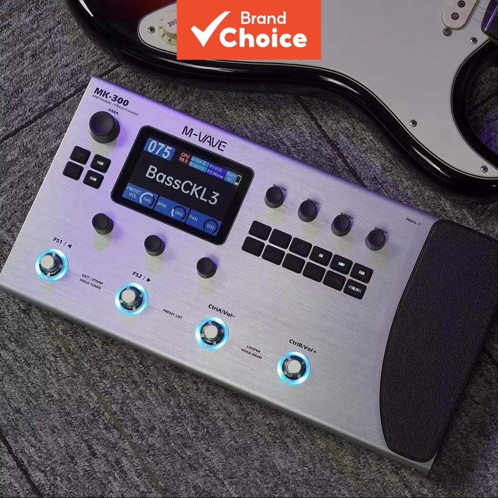 M-VAVE MK 300 Multifuncional Guitarra Pedal De Efeito Baixo 300s Looper 128 Padrões De Tambor MIDI DAW Modelagem Neural