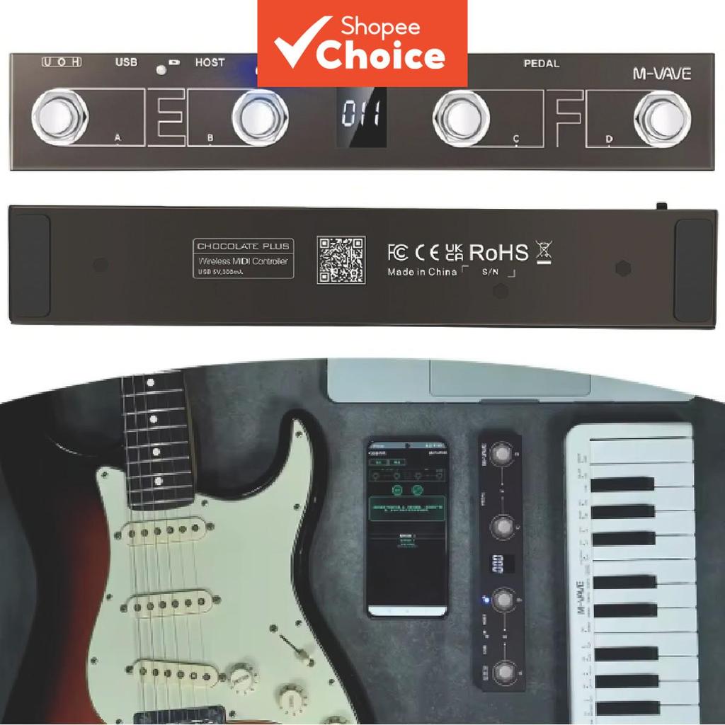 M-VAVE Chocolate Plus MIDI Pedal Controller 4 Switch Teclado De Áudio Multifuncional Para Amostrador De Looper De Estúdi