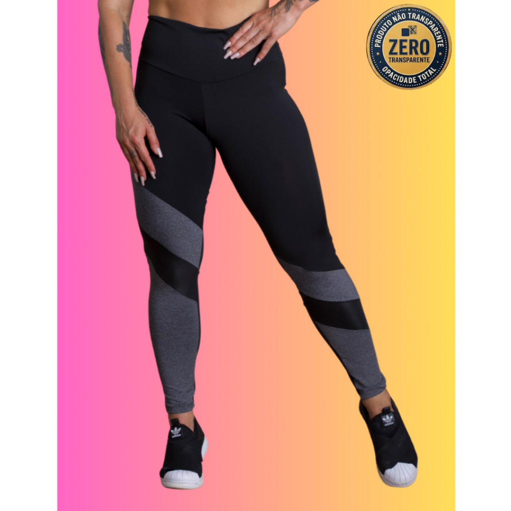 Calça Legging Cintura Alta Fitness Feminina Com Detalhe Trançado Perna Academia Treino RIQ Modas
