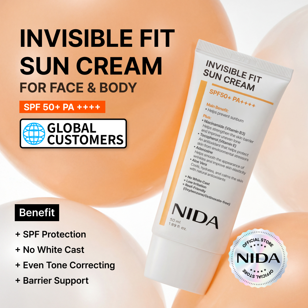 NIDA Creme Solar Ajuste Invisível Fps50 + 50ml | Sem Elenco Branco , Baixa Irritação , Protetor Leve Hidratante Cuidados