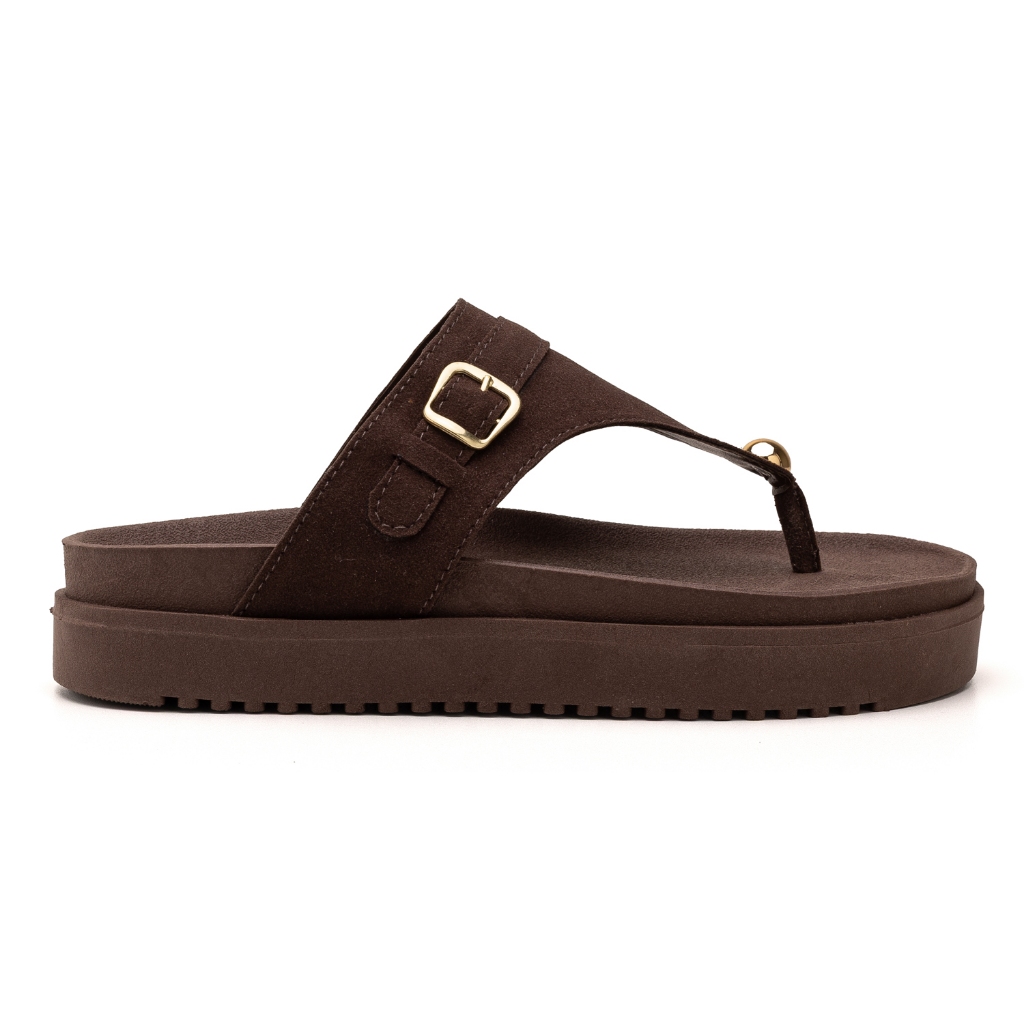 Sandália Chinelo Papete Feminina FlatForm de Dedo Confortável Verão Fivela Dia a Dia Plataforma Baixa Leve Enfeitada