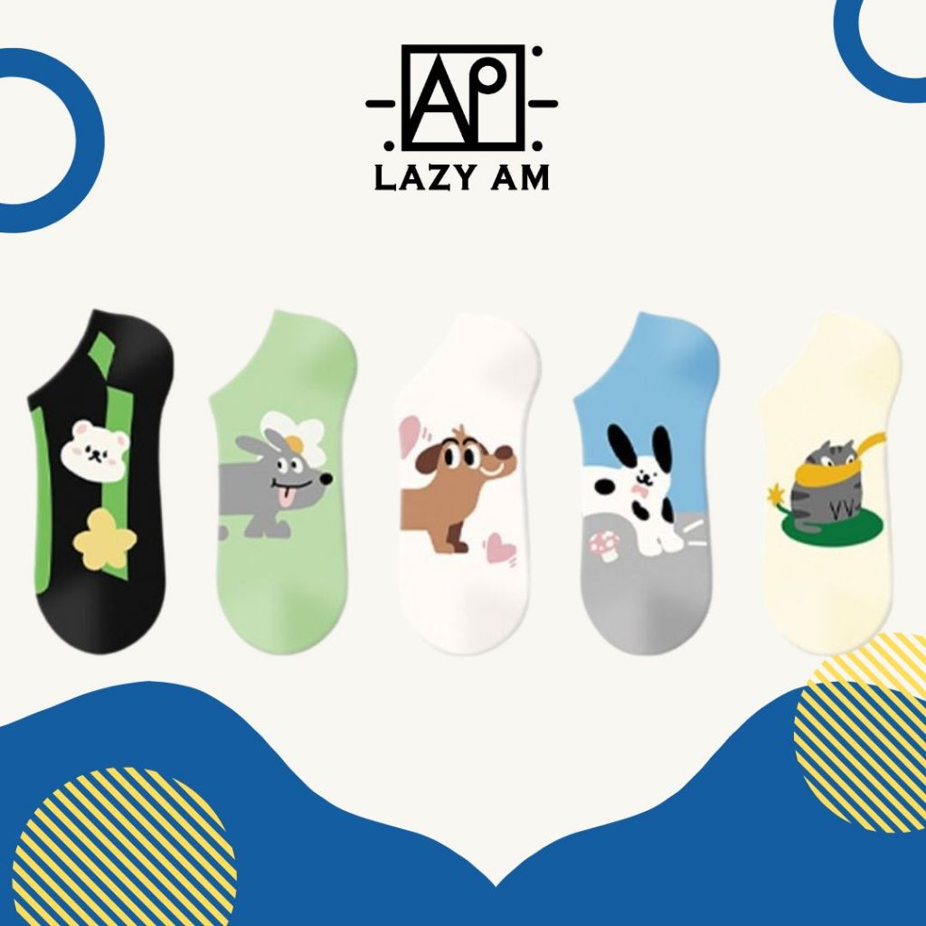 LAZYAM Meia Baixa Floresta Urso Coelho Dachshund Gato Estampada Leve Cores Frescas