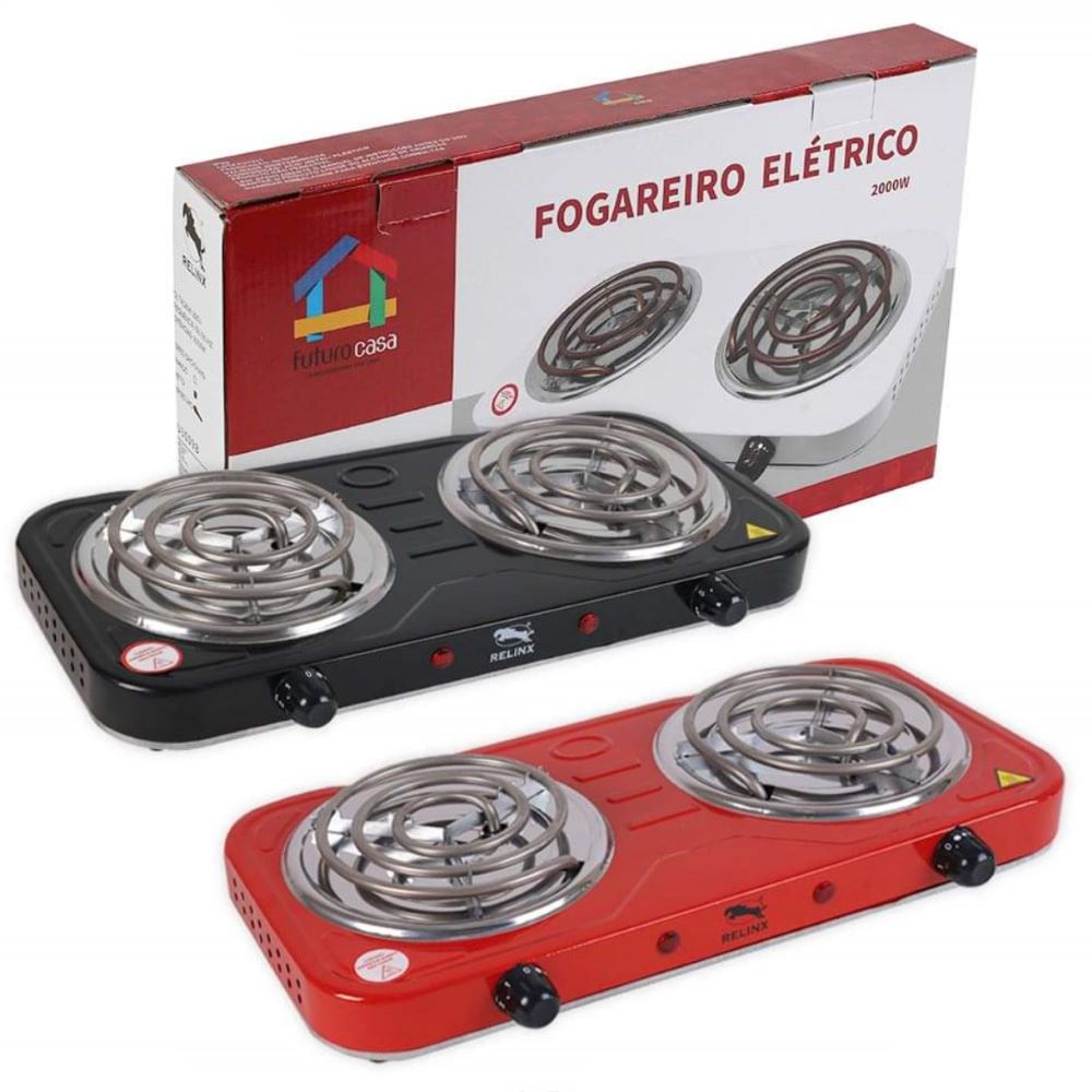 Fogareiro Elétrico Fogão Cooktop Portátil 2 Bocas 220 Volts Com 5 Temperaturas Camping e Acampamento