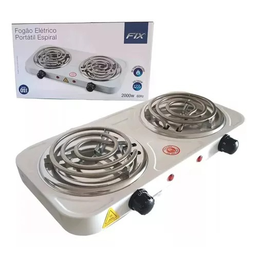 Fogão Elétrico Portátil Espiral 110v Camping 2 Boca 2000w
