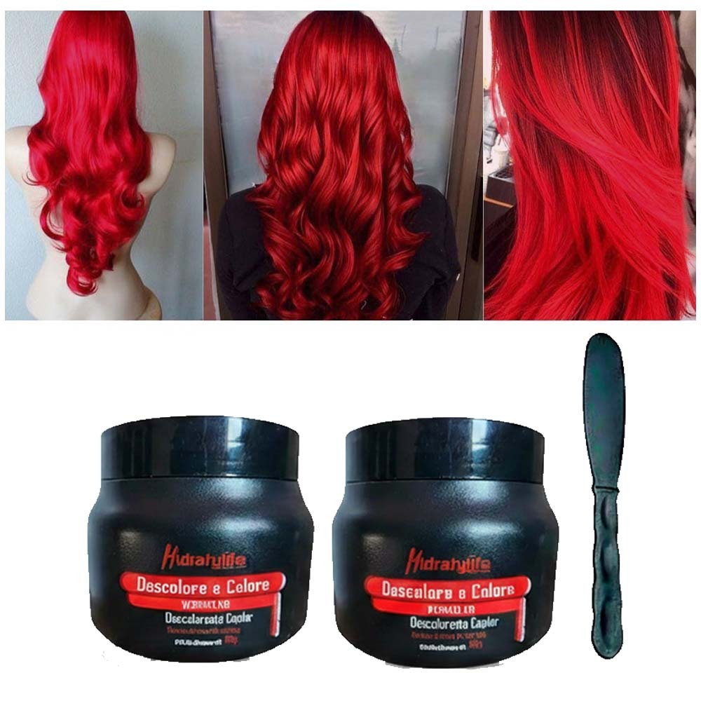 Kit 02 Pó Descolore e Colore Vermelho Mairibel/Hidraty 100g