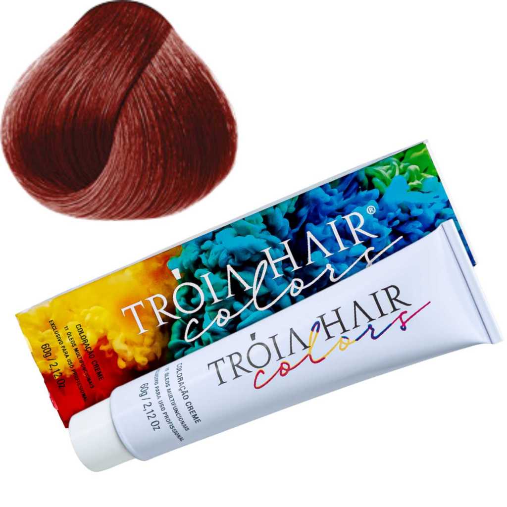 Coloração em Creme Permanente Louro Médio Vermelho Intenso Especial #77.66 - Troia Hair colors 60g