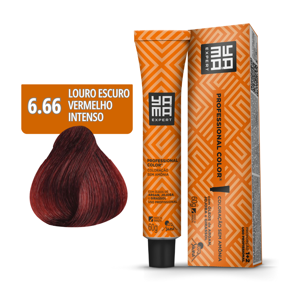 Tonalizante Prof Yamá N.6.66 Louro Escuro Vermelho Intenso